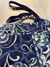 Retired Vera Bradley Laptop Carrying Bag Case Shoulder Strap Quilted Blue Floral