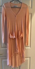Free People FP Beach S Peach Open Front Duster Cardigan Boho Lagenlook