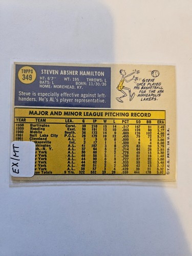 1970 TOPPS STEVE HAMILTON #349 EXMT COMBINE SHIPPING - Picture 2 of 2