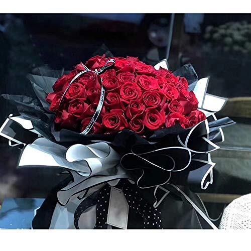  Korean Flower Wrapping Paper Matte Black White Frame Black with white line