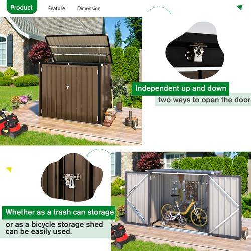 5x3ft Garden Storage Shed Bike Metal Pent Tool House Galvanized Steel Storage - Picture 29 of 33