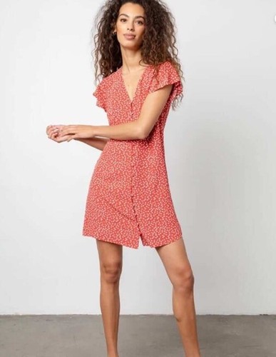 Rails Size Medium Helena Red/Pink Garden Dress Coral Floral Print Lined NWTO - Picture 2 of 7