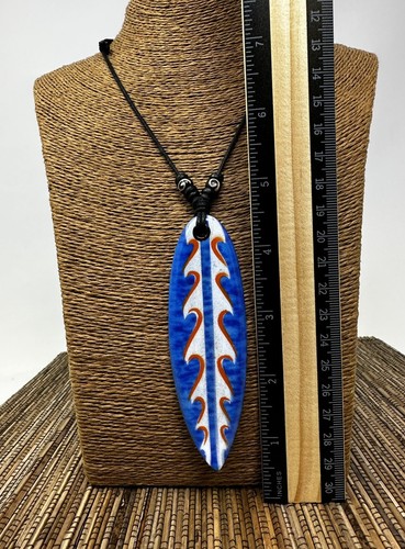 Collana Tavola Surf Blu con Ciondolo Tavola Da Surf In Legno Dipinto a Mano - Foto 4 di 11