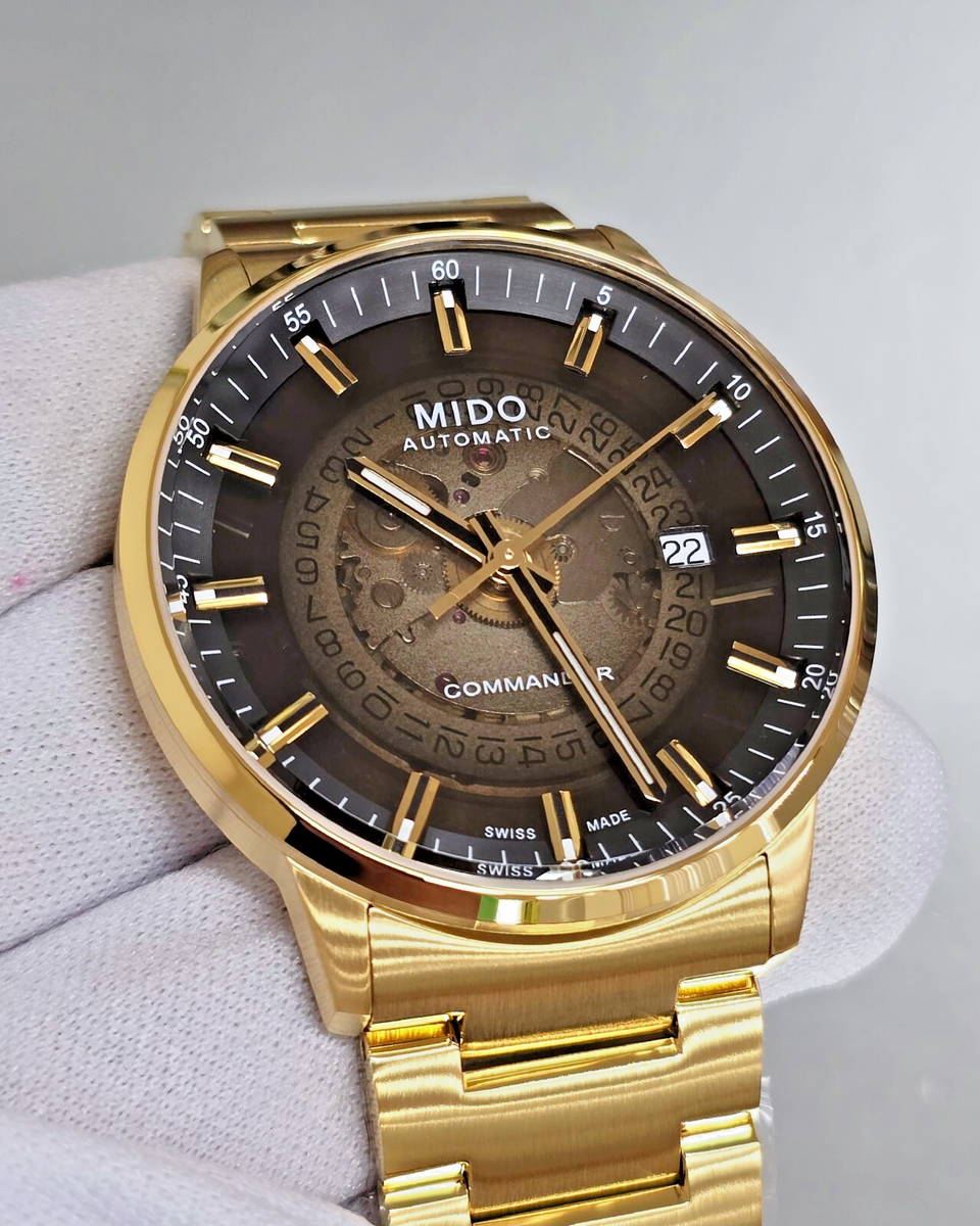 Eme様 Mido Commander Gradient 40mm Mens Gold Watch see-through dial M021