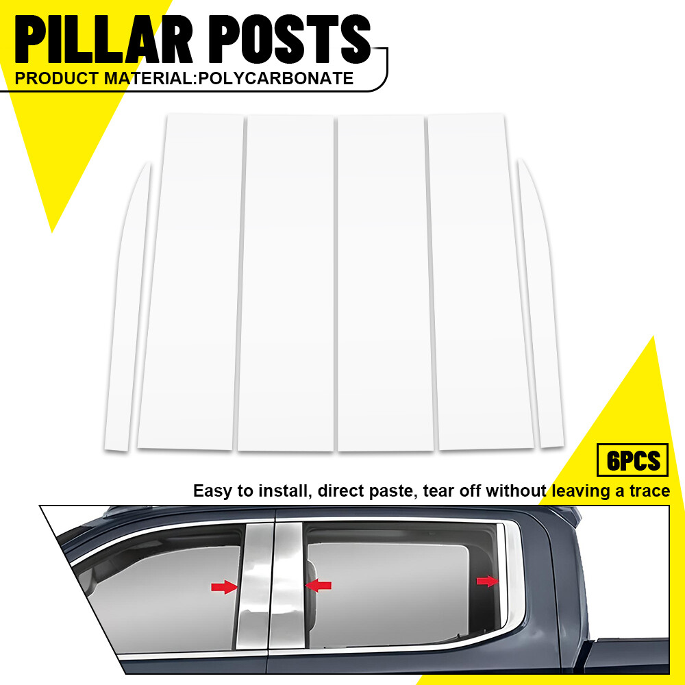 For 2019-2024 GMC Sierra 1500 Chrome Pillar Post Door Trim Accessories 6PCS/Set