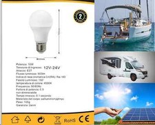 LAMPADINA LED 12V - 24V E27 Lampada Goccia LUCE NATURALE FREDDA 4000K 6000K 