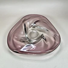 Vintage MCM Amethyst Murano Style Art Glass Dish, Trinket, Candy, Nuts