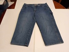 Faded Glory Womens Dark Wash Cotton Carpenter Capris Sz 12