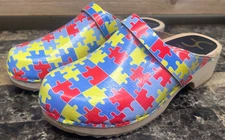 Cape Clogs Autism Awareness Puzzle Piece Clogs Women's Size EU41 Sweeden