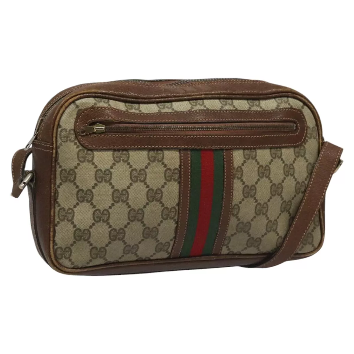 Sac à bandoulière GUCCI GG Supreme Web Sherry Line PVC vintage beige authentique 17000