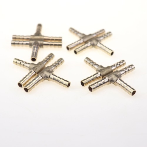 8Pcs Brass Hose Barb Fitting Pipe Tubing Splicer Fuel Water Gas Tee3 Way 1/4"6mm - Picture 4 of 8
