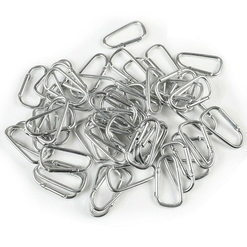 50/100pcs 2" Aluminum Camping Key Chain Spring Clips Hook D Shape Hiking Buckle - Picture 12 of 15