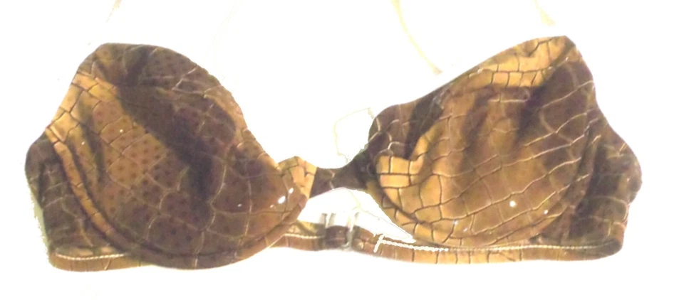 Bikini Fresh Peaches Dos Tonos Marrón Escamas de Caimán con Lentejuelas XL Parte Superior, Parte Inferior M Foto 2 de 3