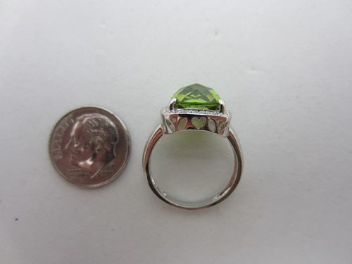 Nuevo 14K Oro Blanco Tablero de Ajedrez Corte Peridoto y Diamante Anillo 4 Cts - Imagen 8 de 10