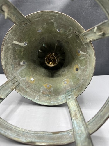 Antique Large Lantern Patinated Brass Authentic Arts+Craft Period 1900s Project - Picture 6 of 12