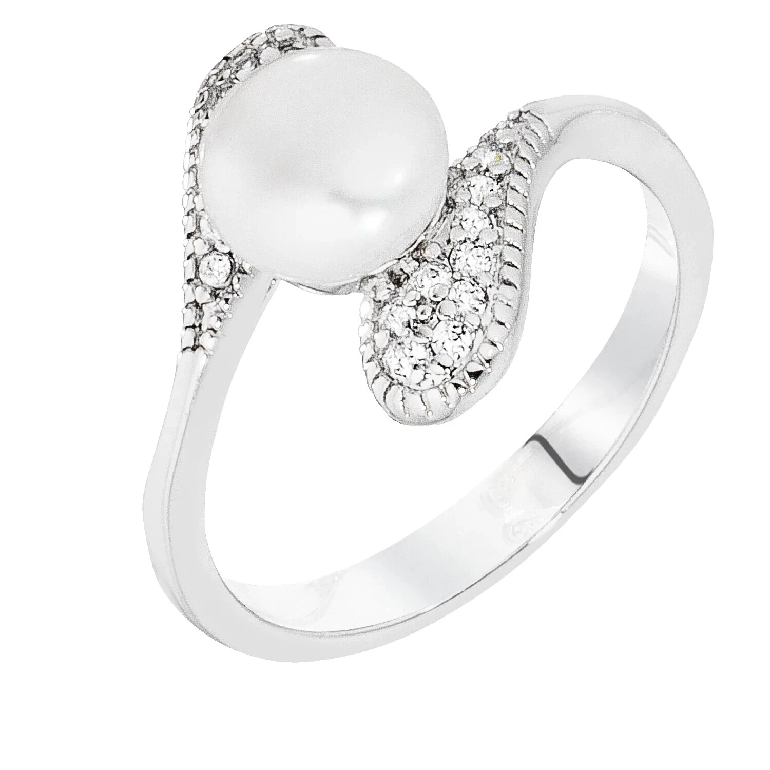 Anillos de moda belleza perla rodio