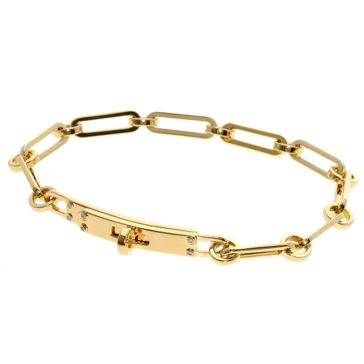 HERMES Bracelet Kelly Chaine PM 6P Diamond K18 Yellow Gold
