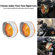 2X Turn Signal Light Amber Lens Covers Visor Ring Fit For Harley Dyna Touring