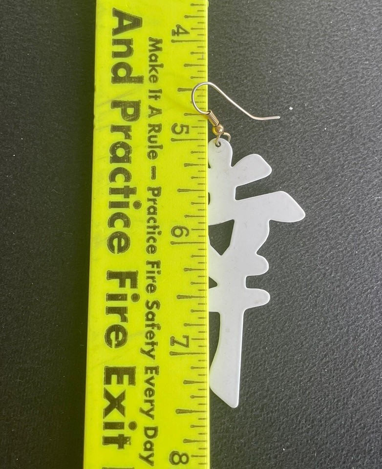 Vintage Asian Symbol Dangle Drop Earrings White Enamel 2 1/2” Long eBay