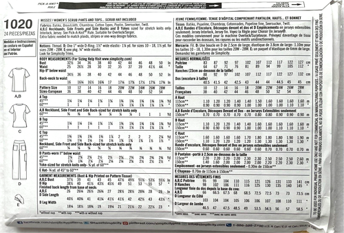 Simplicity Pattern 1020 Women's Scrub Pants, Top and Hat Sizes: 20W - 28W - Picture 2 of 2