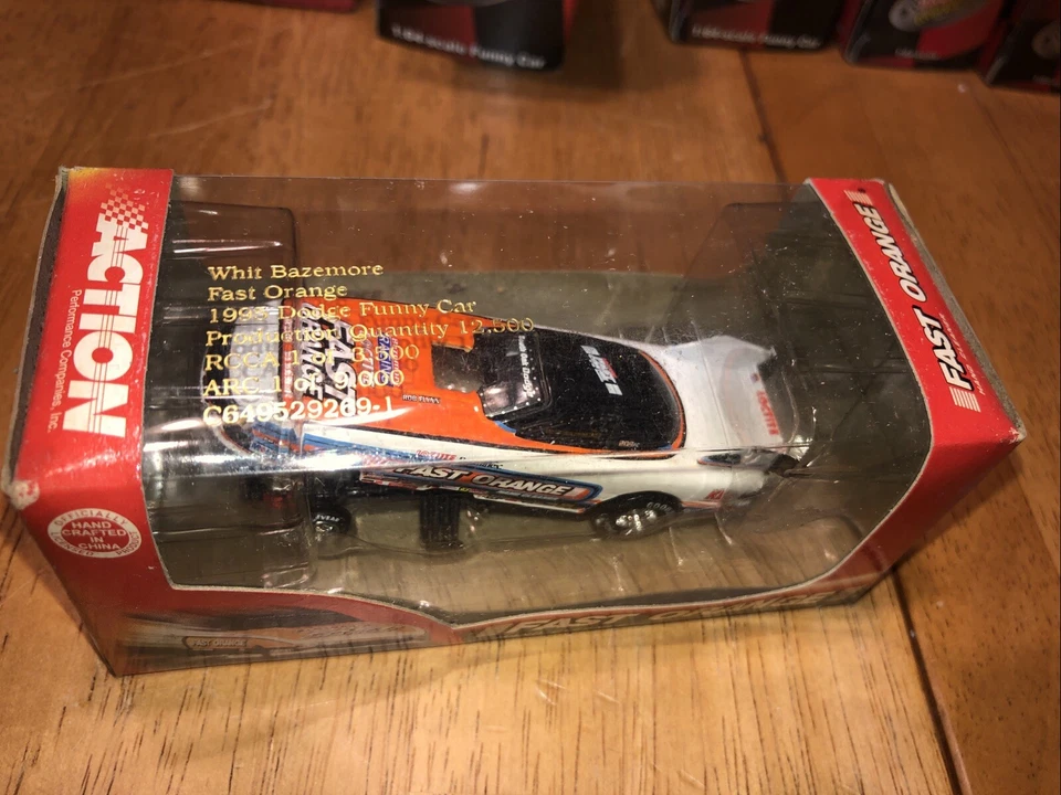 Action RCCA WHIT BAZEMORE Fast Orange 1995 Dodge NHRA 1/64 Funny Car Never Open - Image 2 of 4