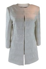 Basler Women S 3/4 Length White Striped Long Coat (uk 12)