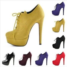 Big Size Women High Heel Lace Up Platform Ankle Boots Shoes Stilettos Nightclub