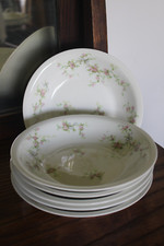Vintage Lot of 6 Theodore Haviland Limoges France Bowls Pink Roses Blue Ribbons
