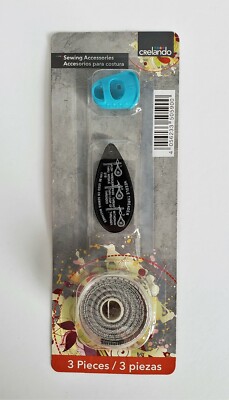 3 Piece Sewing Accessories - Thimble, Tape Measure, Needle Threader