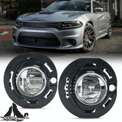 For 2015-2019 Dodge Charger 14-16 Jeep Grand Cherokee LED Fog Lights Bumper Lamp