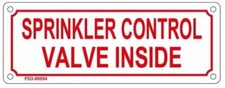 Sprinkler Control Valve Inside Sign White, Reflective, Aluminum -REF24-1027