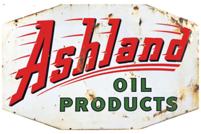 Ashland Oil Products Cut Out Vintage Metal Sign 23.5x15