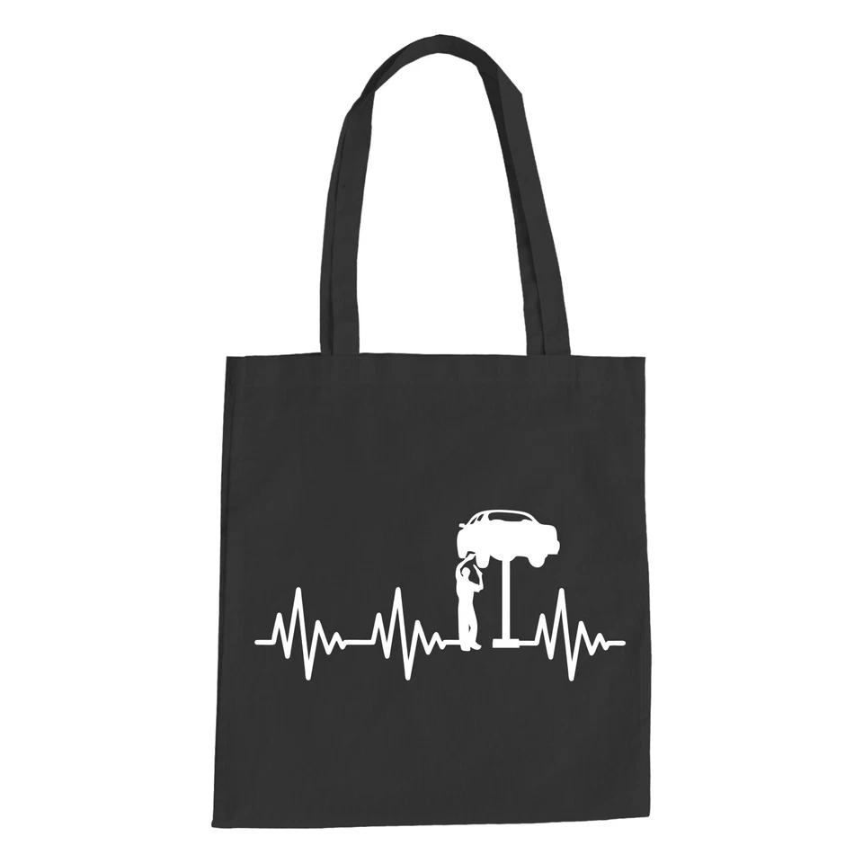 ABSENDA Herzschlag Automechaniker Baumwolltasche - Schrauber Tuning KFZ Mechanics