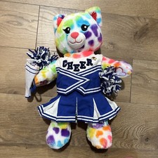 Build A Bear BAB Rainbow Hearts Kitty Cat 16  Plush Complete Cheer Outfit
