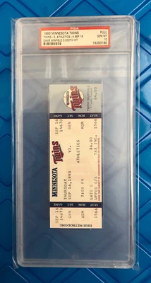 DAVE WINFIELD 3000 Hit Ticket 1993 PSA 10 GEM MINT, POP 11, RARE!!! - Image 1 of 2