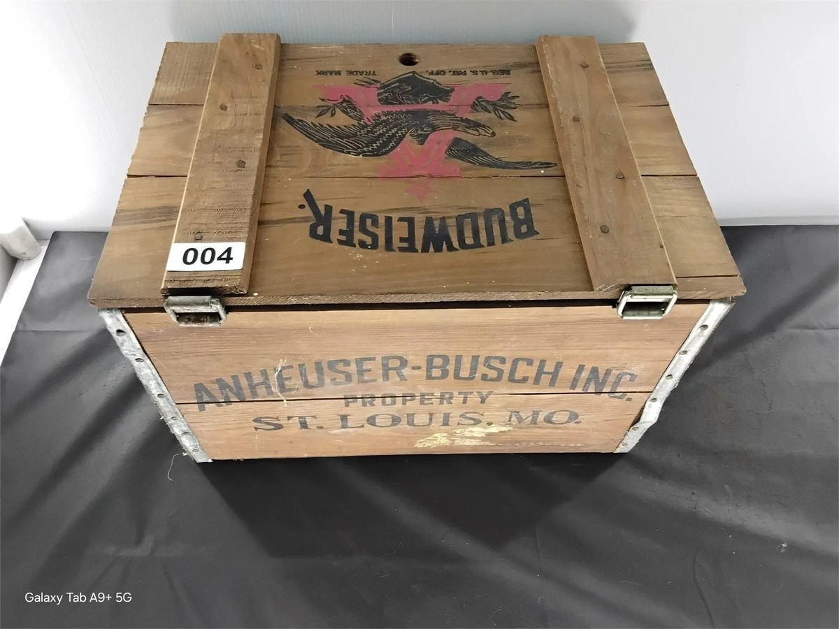 Budweiser Anheuser Busch Beer Wood Crate Box 18x12 vintage 1876