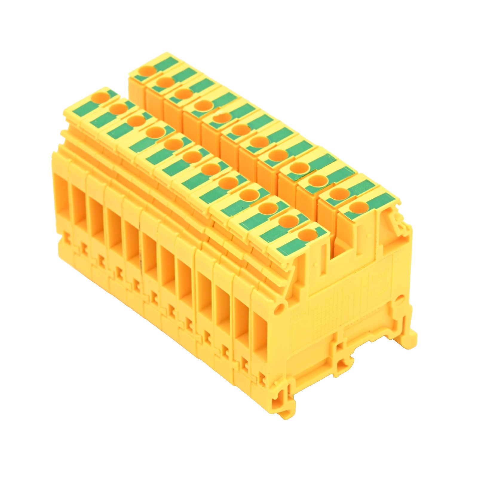 Lot of 12x ABB Entrelec M4/6 947-7-1 DIN Rail Terminal Blocks - Yellow/Green
