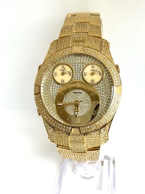 JBW MEN'S BIG JET SETTER III,  118 DIAMONDS ,3 TIME ZONE WATCH J6348C