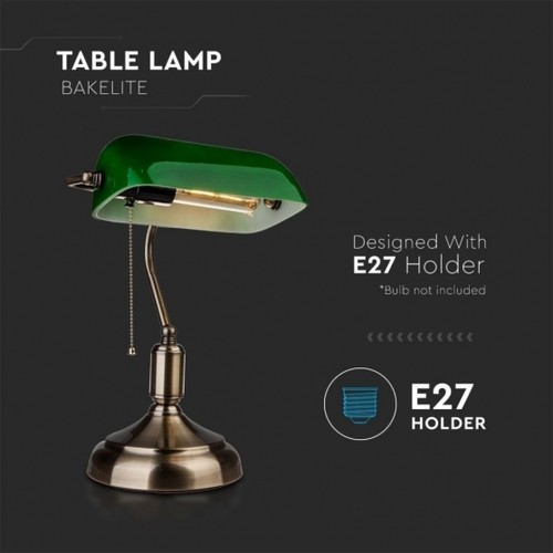 Lampada da Tavolo E27 Stile Vintage Metallo Paralume Vetro Verde V-TAC VT-7151 - Foto 6 di 8