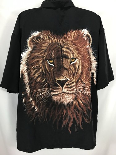 Billion Bay  Mens 2XL Polyester Lion Print Grapic Short Sleeve Black Shirt - Afbeelding 10 van 18