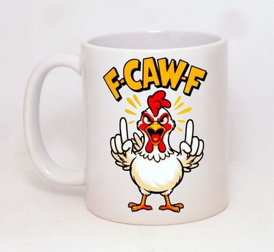 F-Caw-F Hahn Tasse unhöflich frech lustig Bürotasse Kaffee Huhn personalisiert