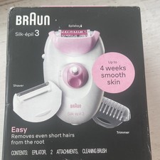 Braun Silk- pil 3 Epilator with Shaver Trimmer Attachments Cleaning Brush