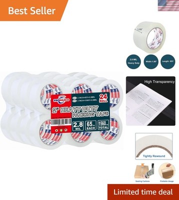 Heavy Duty Packing Tape 24 Rolls, Total 1560Y, Clear, 2.8 mil, 1.88 inch x 65...