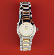 ESQ BY MOVADO SWISS TWO TONE BRACELET WHITE DAIL WITH DATE WOMEN WATCH 07100671