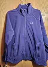 Women's Under Armour Full Zip Jacket Purple Multiple Zip Pockets Size Large EUC