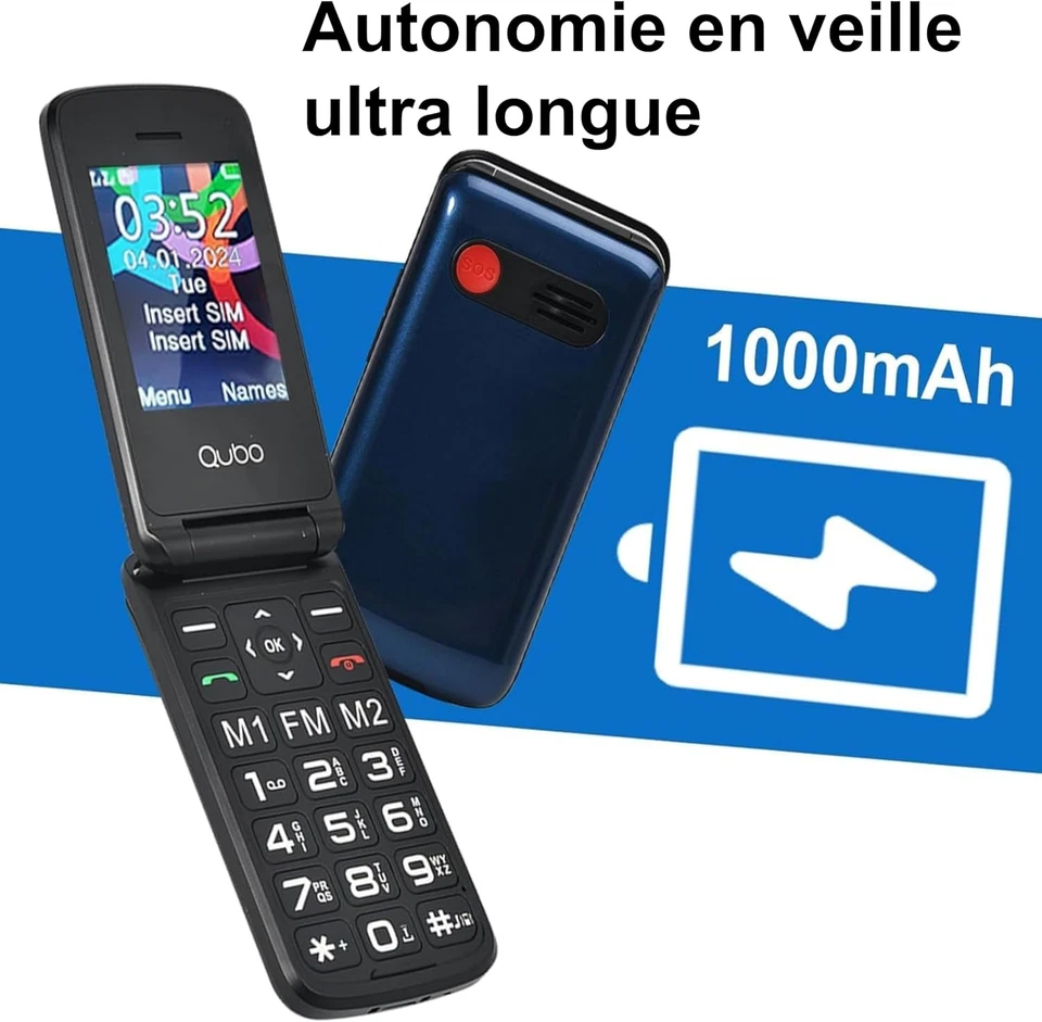 GSM Telefono Cellulare per Anziani,Flip Phone Telefoni Cellulari Tasti Grandi,Vo - Immagine 3 di 4