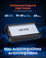 4 Channel Car Audio Amplifier 2 Ohm Stable Bridgeable Class D Full Range Amp Ma