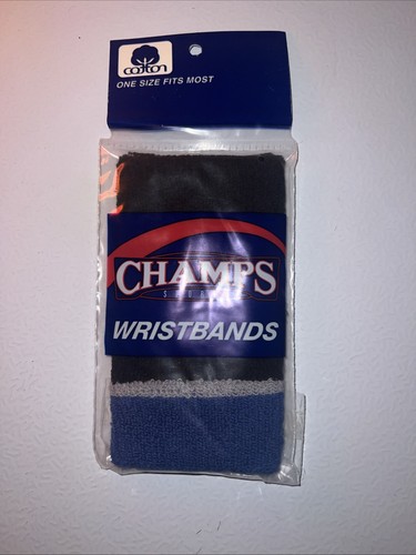 NEU Champs Sportarmbänder 2er Pack Baumwolle Vintage versiegelt Neu aus altem Lagerbestand (schwarz/blau/grau) - Bild 1 von 2