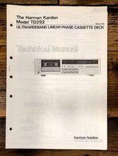 Harman Kardon TD292 TD-292 Cassette Service Manual Original 