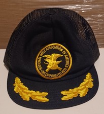 Vintage NRA Trucker Hat Cap Eagle Black Snap Back USA Made Gold Leaf Embroidered